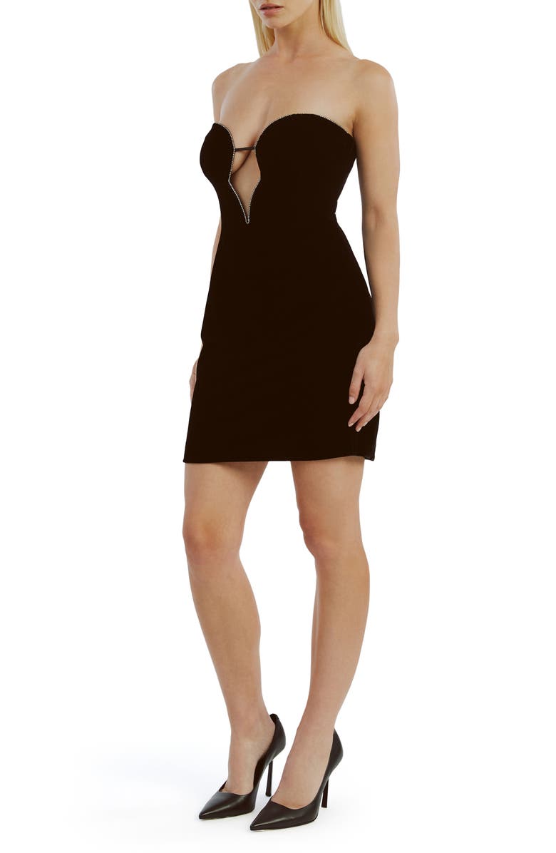 Bardot Lilah Strapless Velour Minidress, Alternate, color, Black