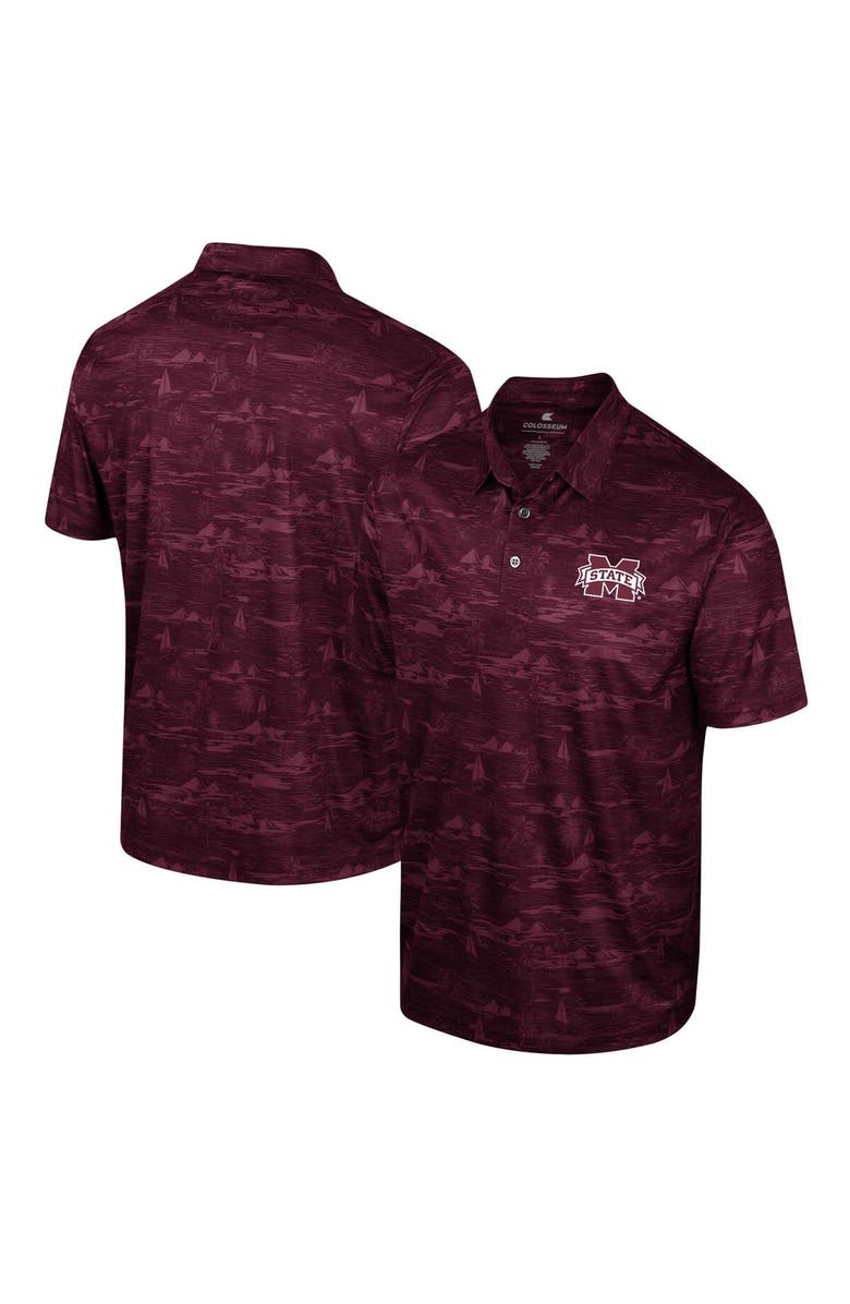COLOSSEUM Men's Colosseum Maroon Mississippi State Bulldogs Daly Print Polo, Main, color, Maroon
