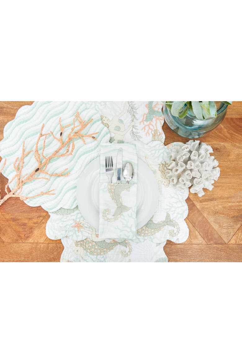 Mystic Echoes Cotton Reversible Cloth Napkin Set of 6, Alternate, color, Green