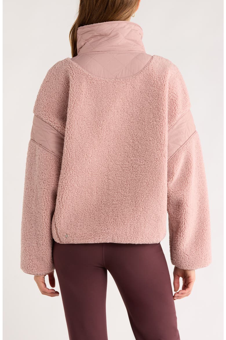 Snowday Faux Shearling Quarter Zip Pullover, Alternate, color, PINK FAWN