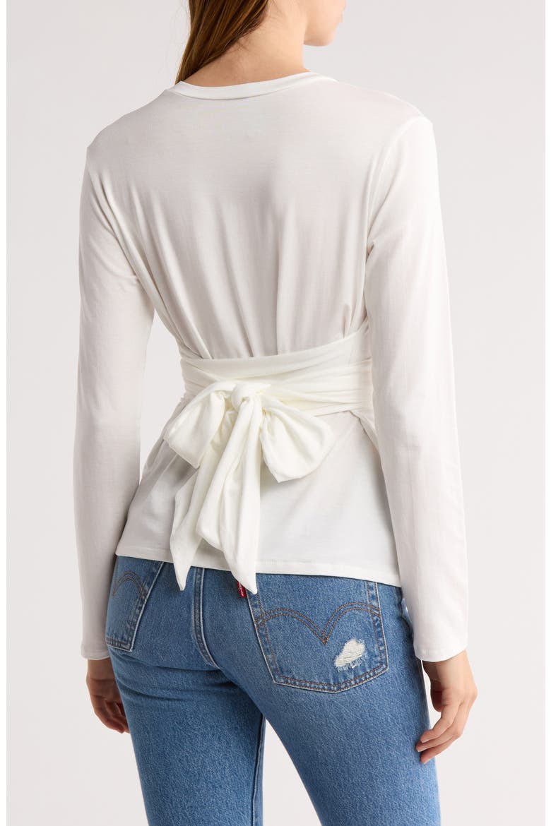 Tie Front Long Sleeve Knit Top, Alternate, color, IVORY
