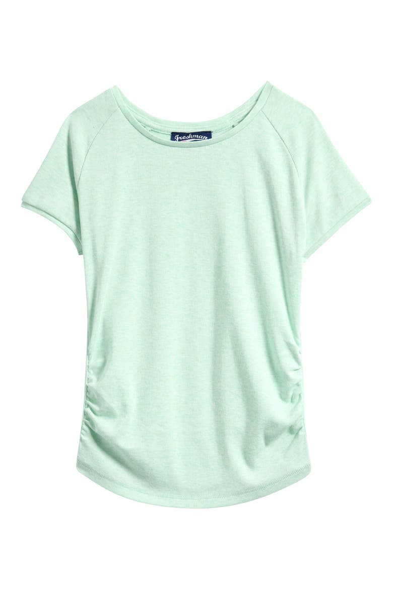 Kids' Ruched Cap Sleeve T-Shirt, Main, color, TEAL GARDEN