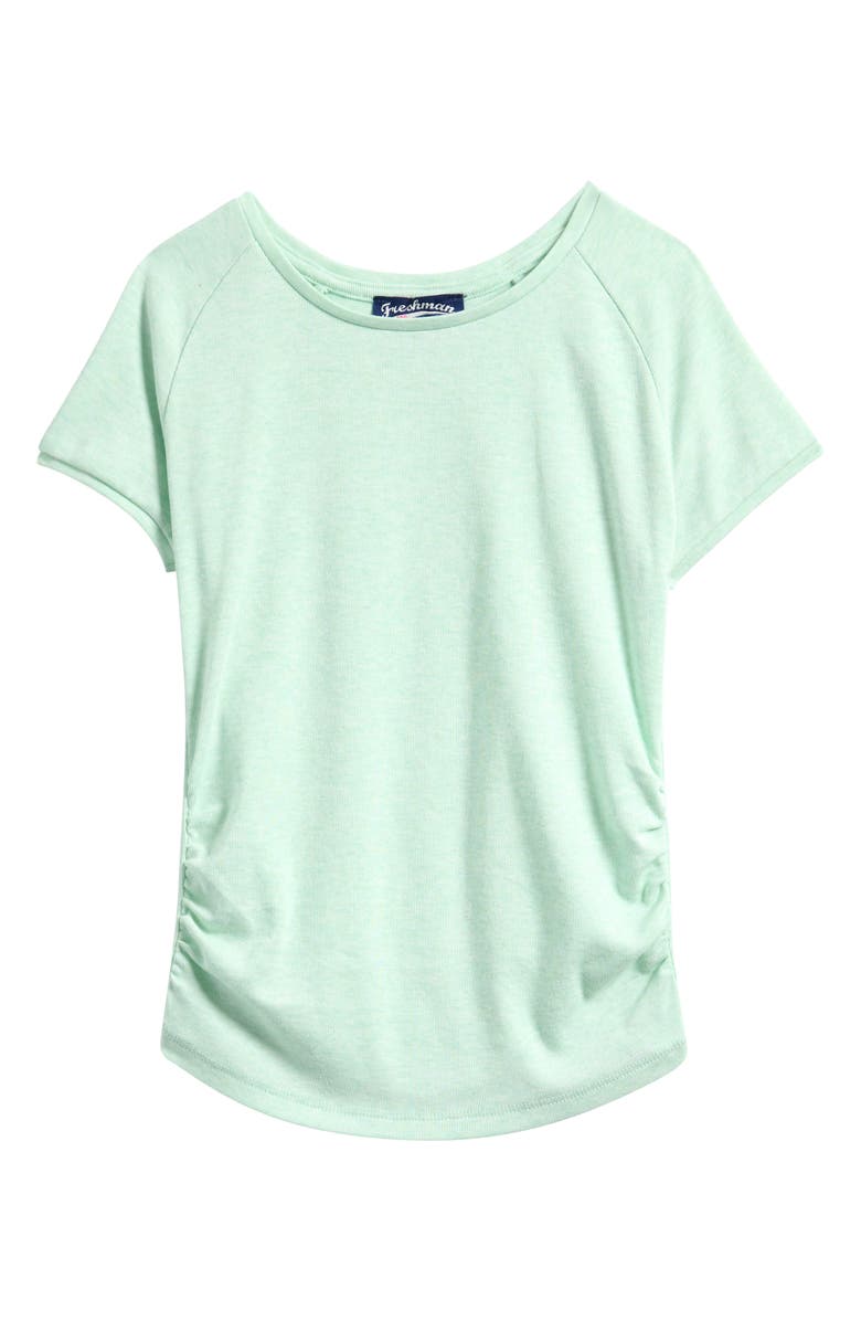Freshman Kids' Ruched Cap Sleeve T-Shirt, Main, color, Teal Garden