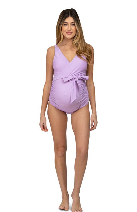 Waist Tie Maternity One-Piece Swimsuit