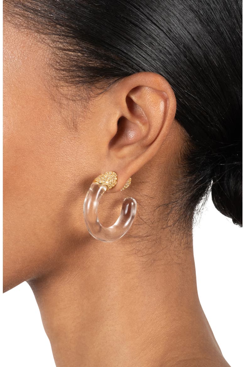 Liquid Lucite Crystal Hoop Earrings, Alternate, color, GOLD