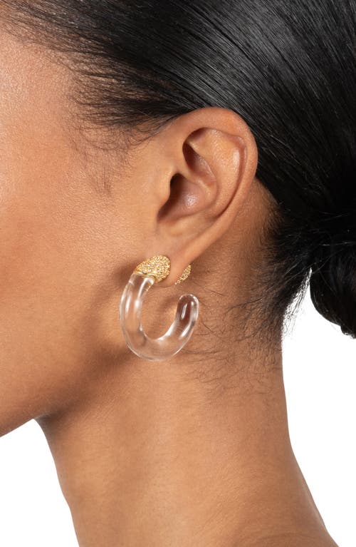 Alexis Bittar Liquid Lucite Crystal Hoop Earrings In Gold