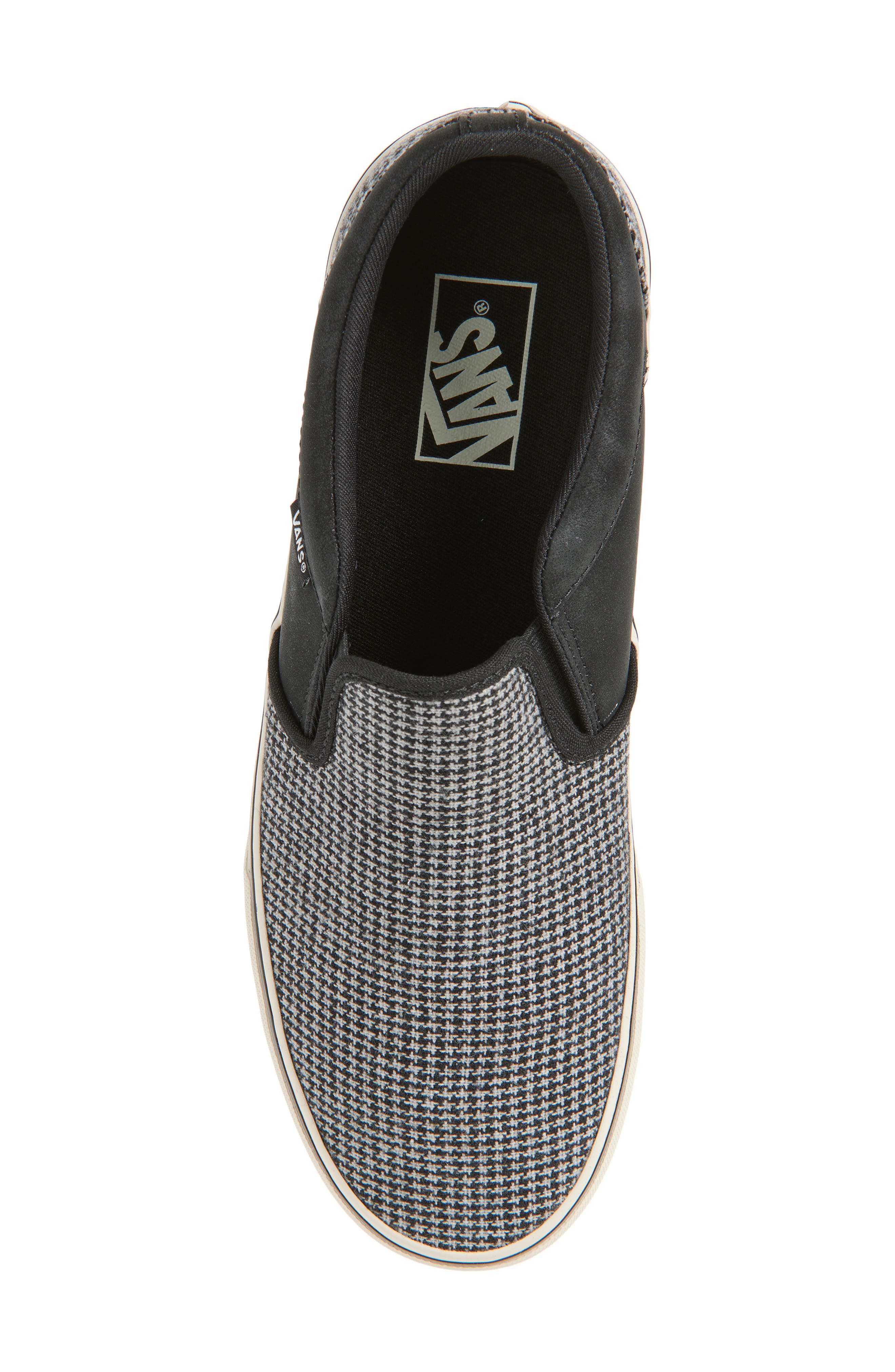 Vans Asher Deluxe Slip-On Sneaker, Alternate, color, Houndstooth Black/Taupe