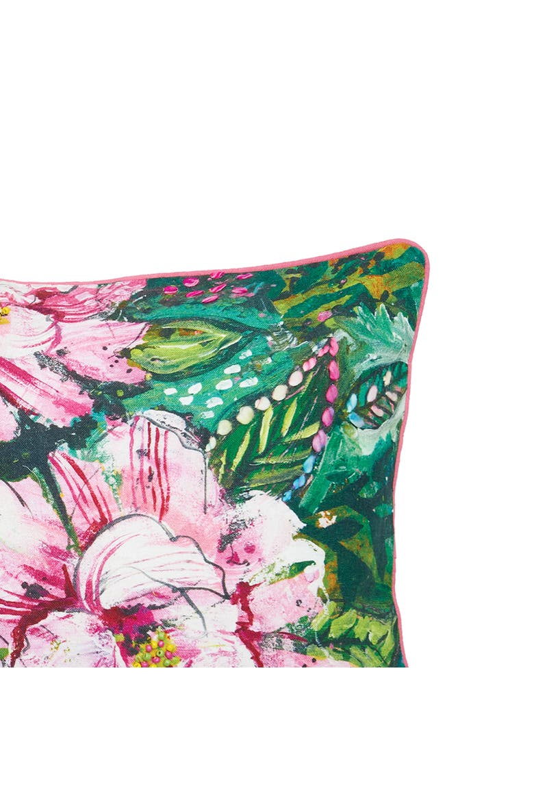 Peony Pink Flowers HD Printed Cotton Blend Lumbar Accent Pillow 14" x 22", Alternate, color, Pink