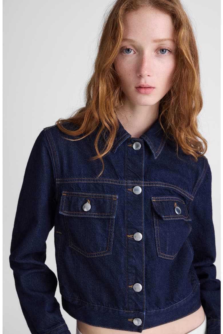 Boxy Denim Trucker Jacket, Alternate, color, RINSE WASH