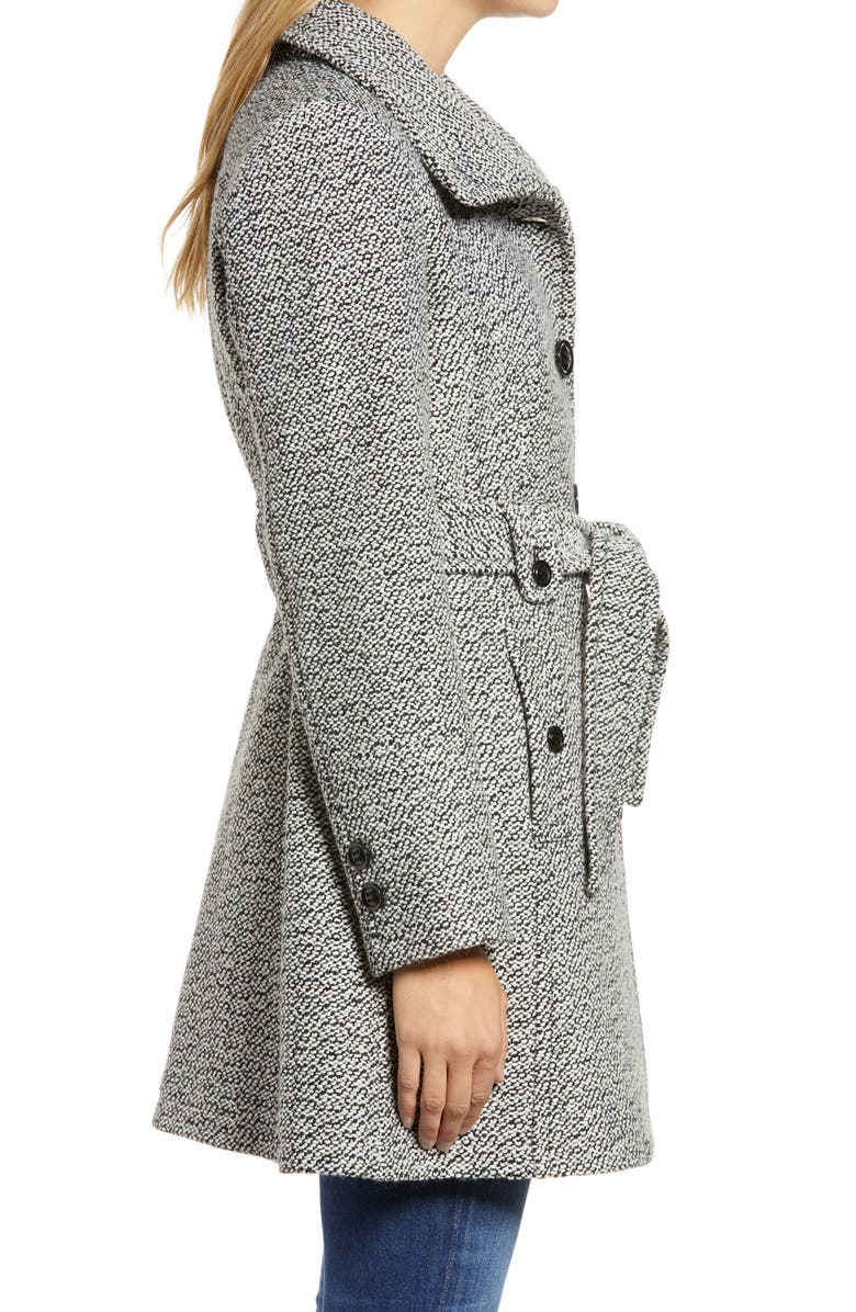 Gallery Belted Tweed Coat with Hood, Alternate, color, 