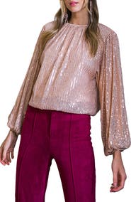 FLYING TOMATO Sequin Long Sleeve Top