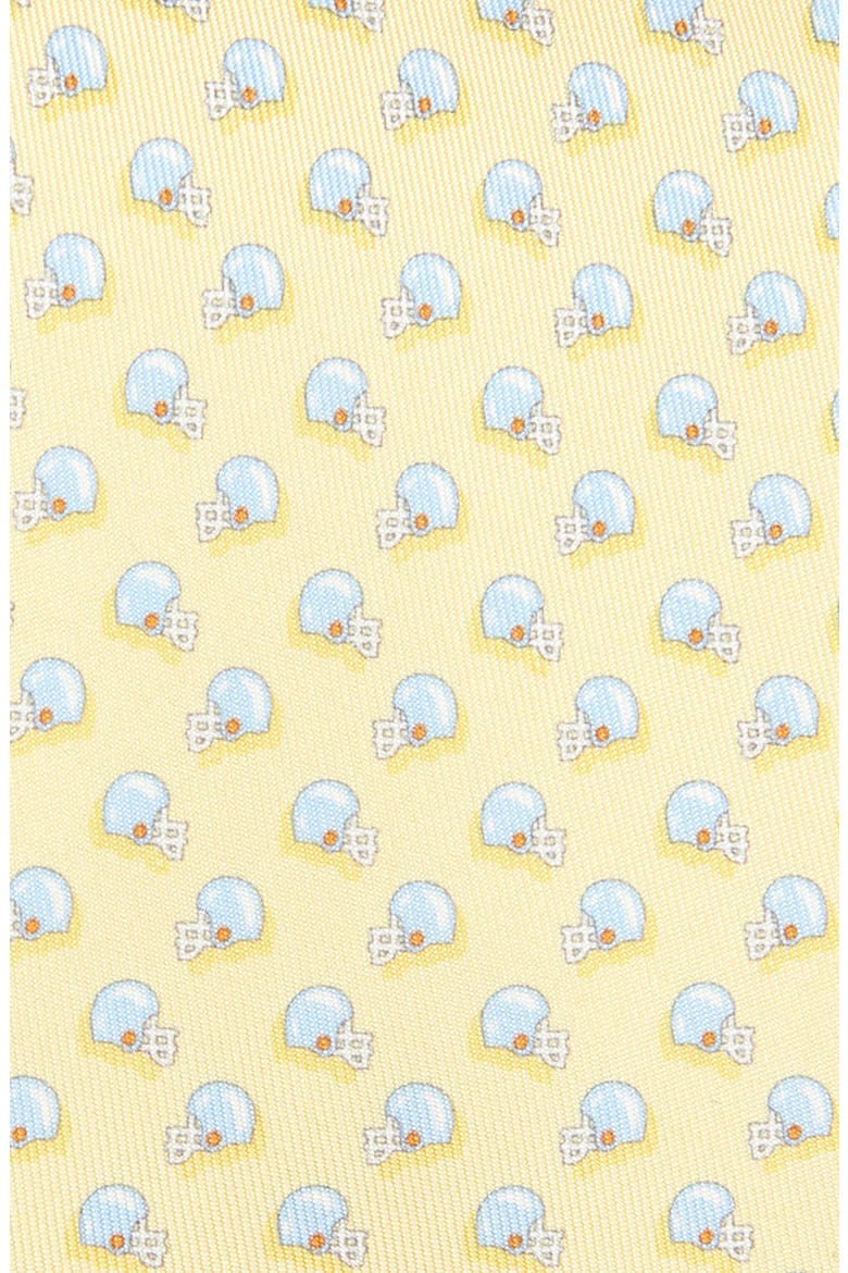 Football Helmet Print Silk Tie, Alternate, color, GIALLO