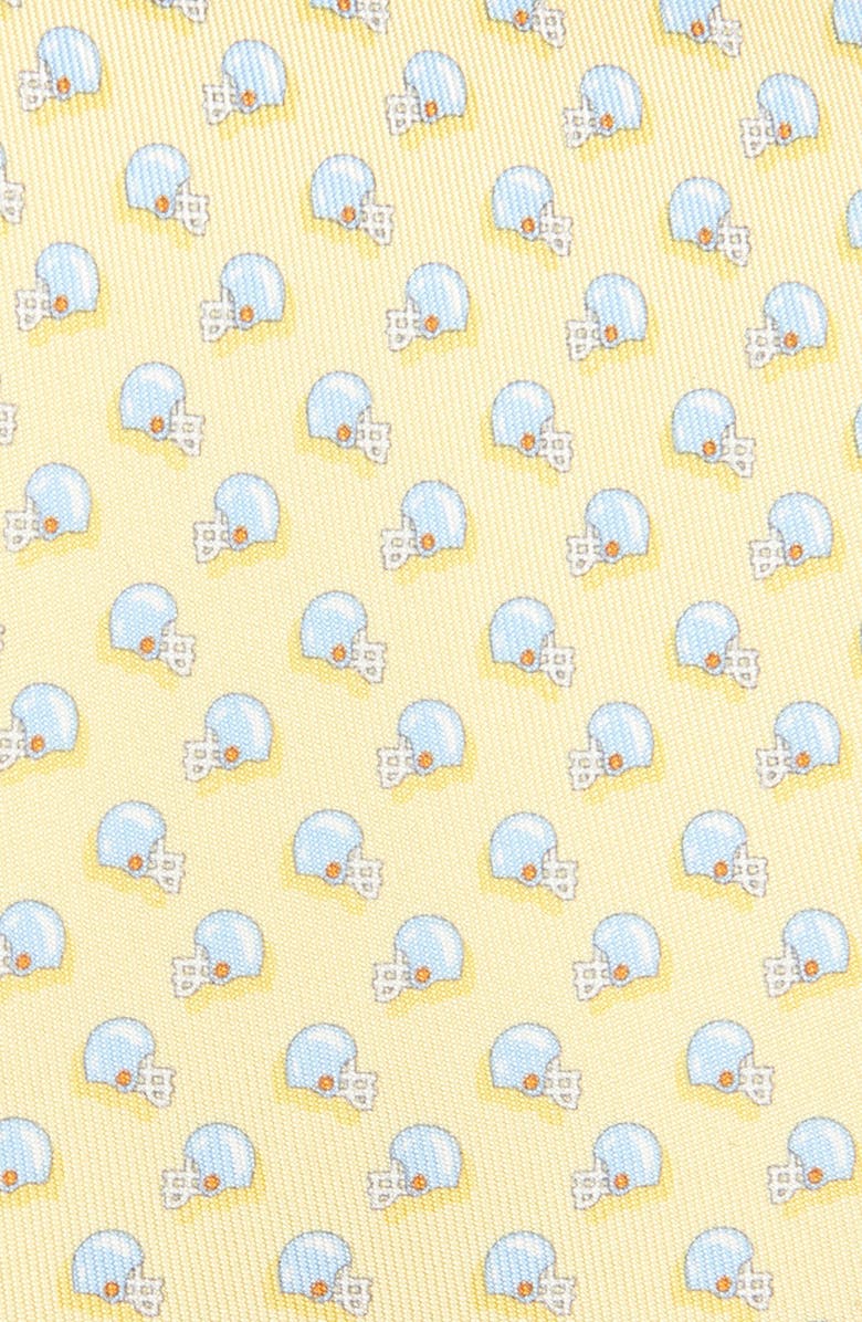 FERRAGAMO Football Helmet Print Silk Tie, Alternate, color, Giallo