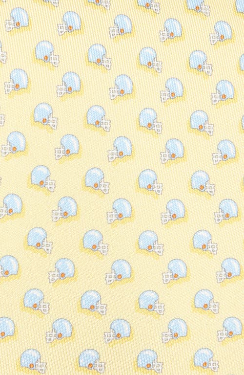 Ferragamo Football Helmet Print Silk Tie In Giallo