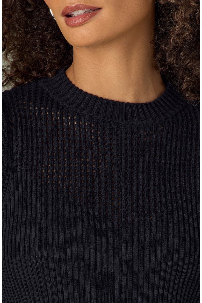 Flutter Sleeve Rib Top, Alternate, color, BLACK