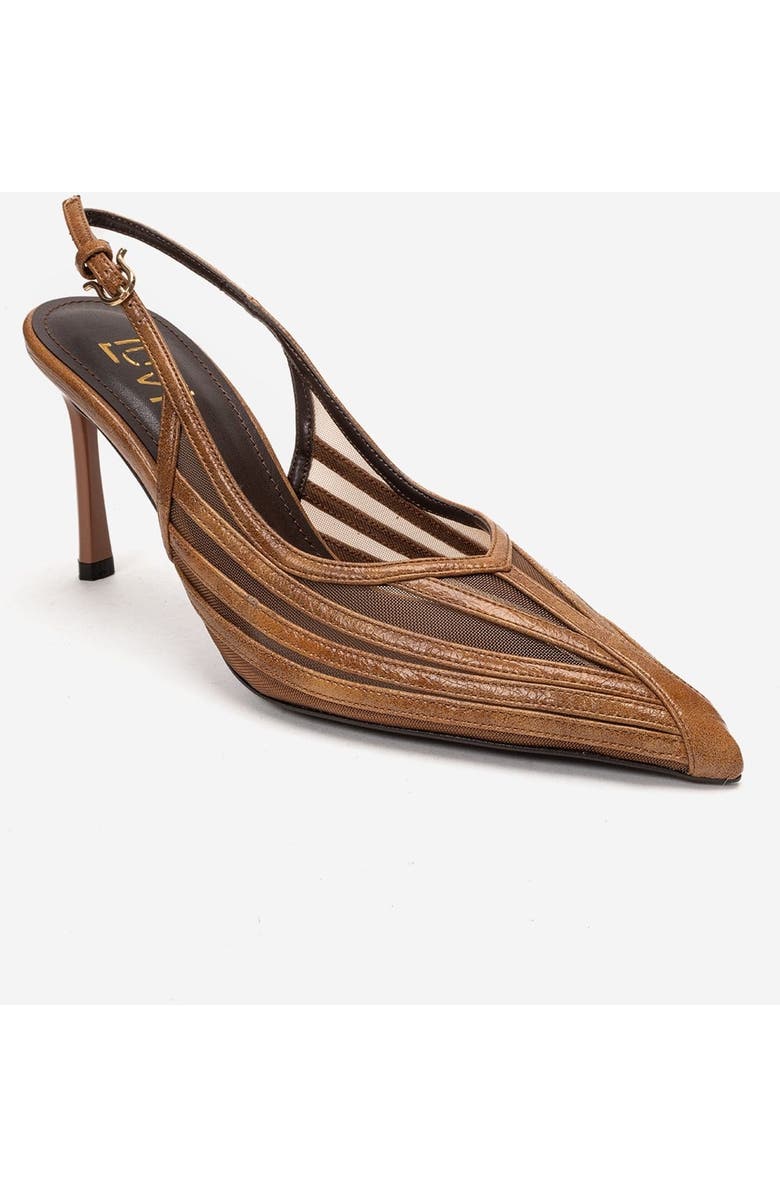 Prologue Shoes Eleana Slingback Mesh Stiletto Pump, Alternate, color, Cognac