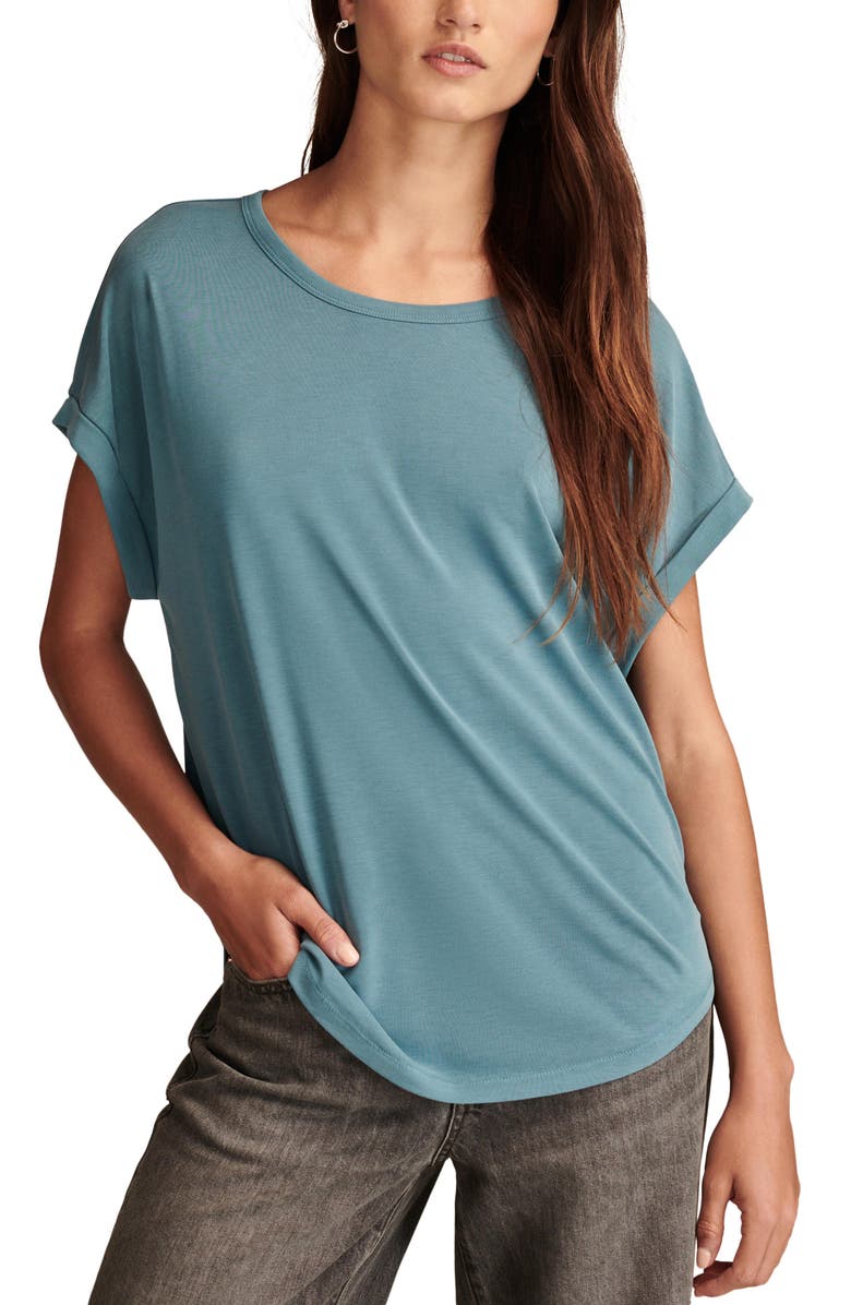 Lucky Brand Sandwash Dolman T-Shirt, Main, color, Blue Coral