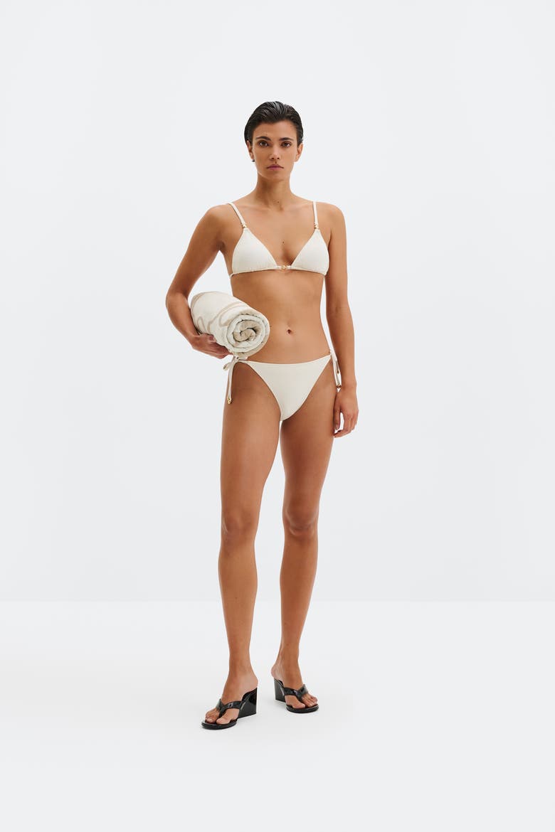 Signature Triangle Bikini Top, Alternate, color, Vanilla