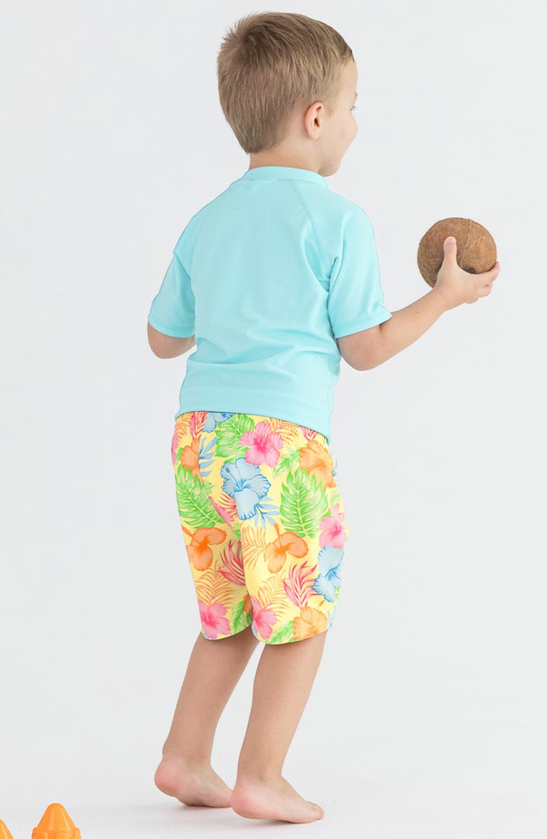 RuggedButts Tropical Breeze Short Sleeve Two-Piece Rashguard Swimsuit, Alternate, color, 