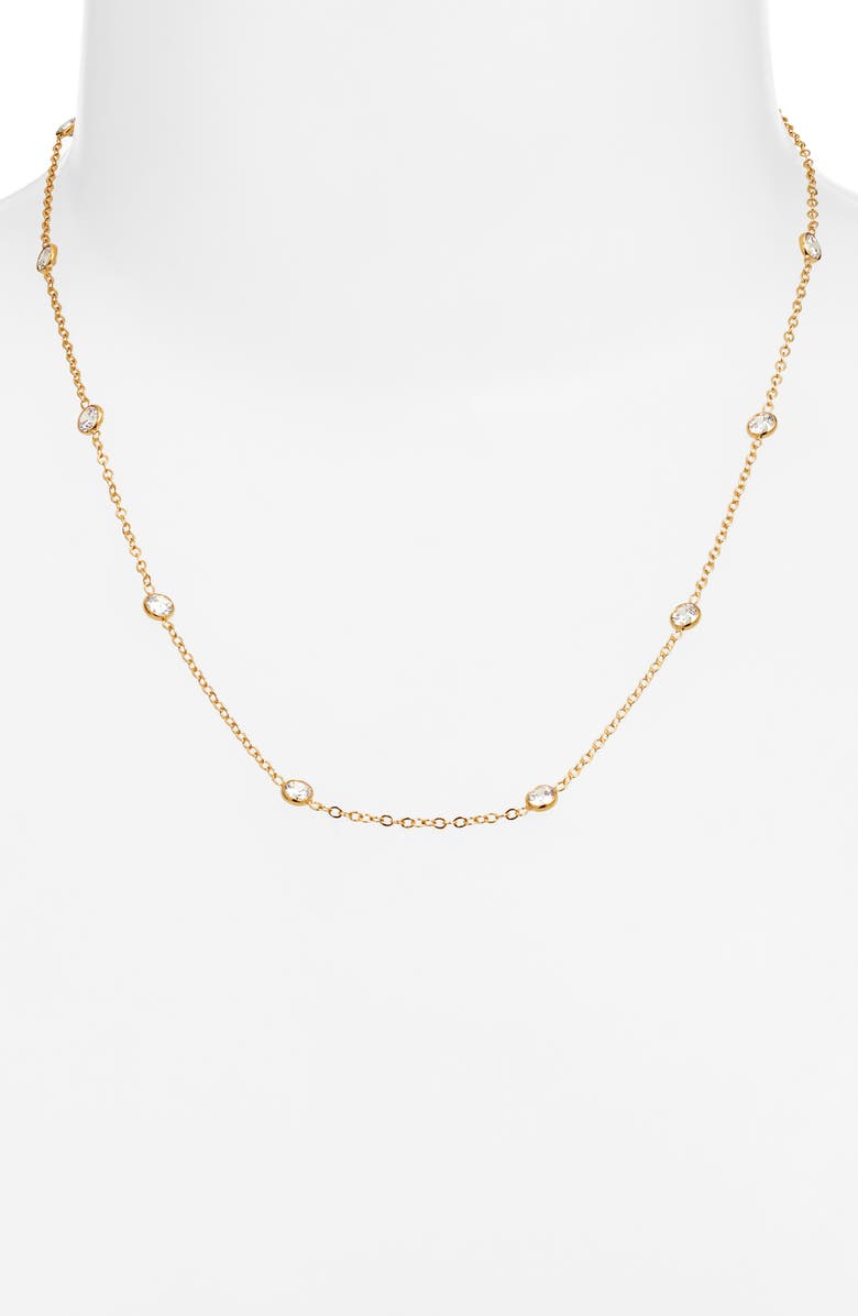 Set & Stones Faye Cubic Zirconia Necklace, Alternate, color, Gold