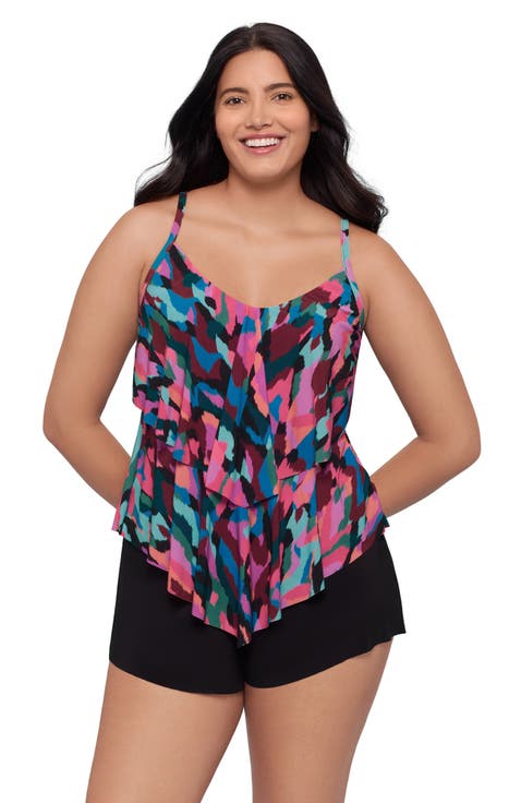 Ronnie 2 Tier Ruffle Tankini Swimsuit Top