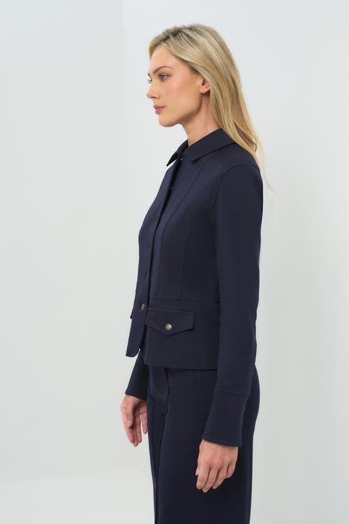 Anatomie Caprice Ponte Cropped Tailored Jacket In Blue