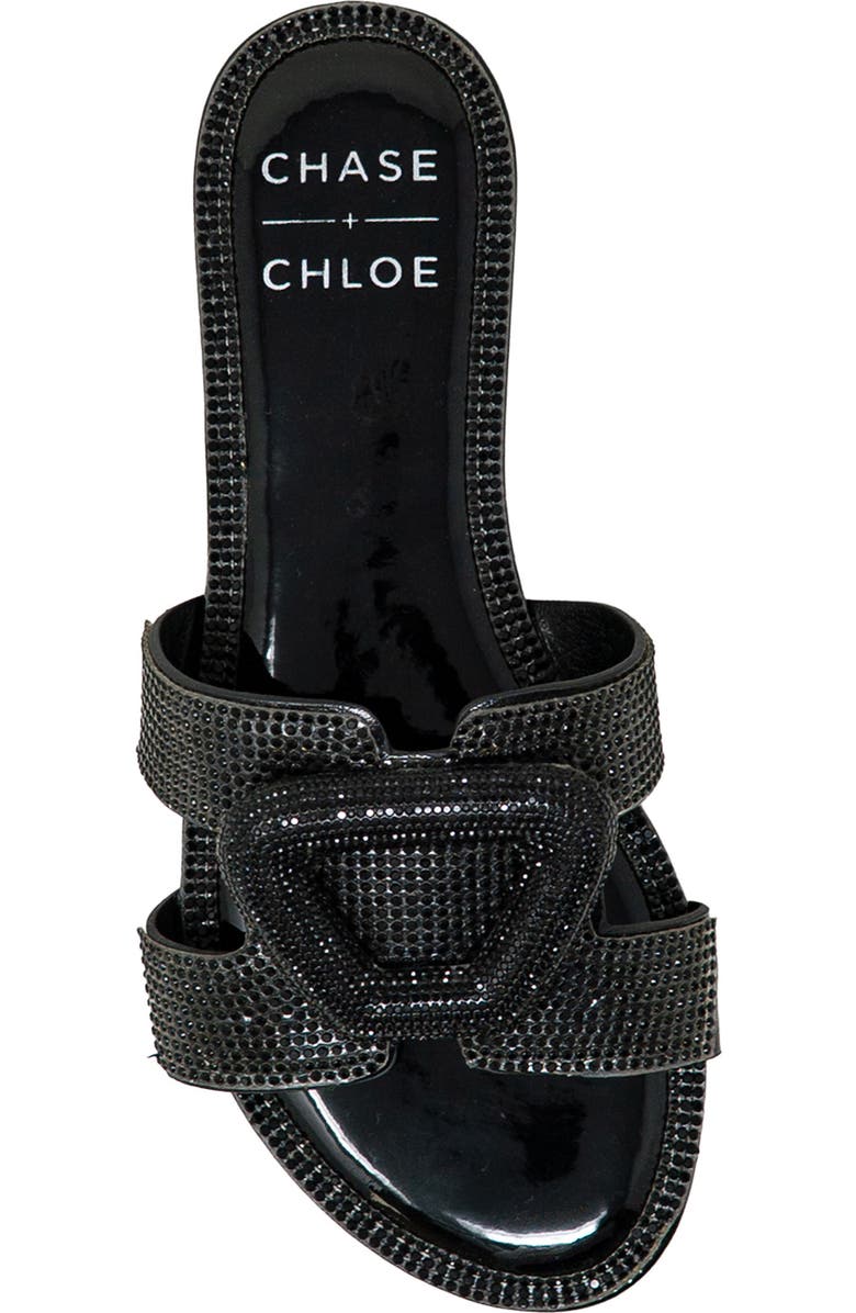 CHASE AND CHLOE Rhinestone Embellished Slide Sandal, Alternate, color, Black Metallic