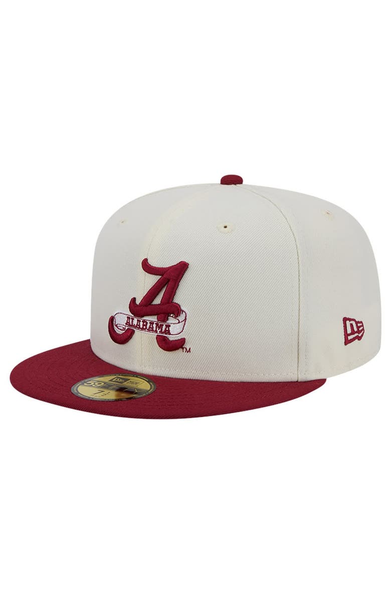 New Era Men's New Era Alabama Crimson Tide Chrome White Vintage 59FIFTY Fitted Hat, Main, color, 