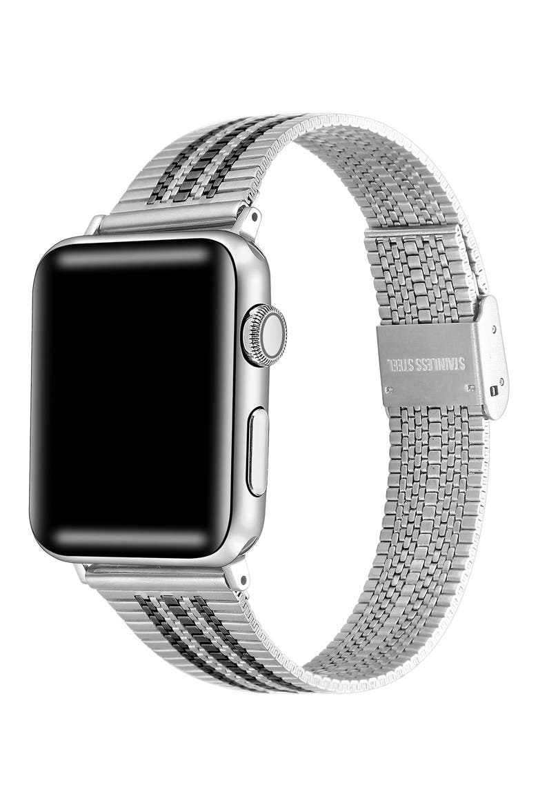 Eliza Stainless Steel Apple Watch® Watchband, Alternate, color, SILVER/BLACK