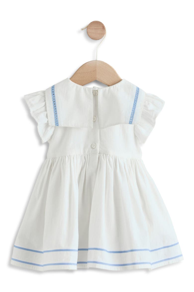 Sailor Collar Flutter Sleeve Dress, Alternate, color, WHITE
