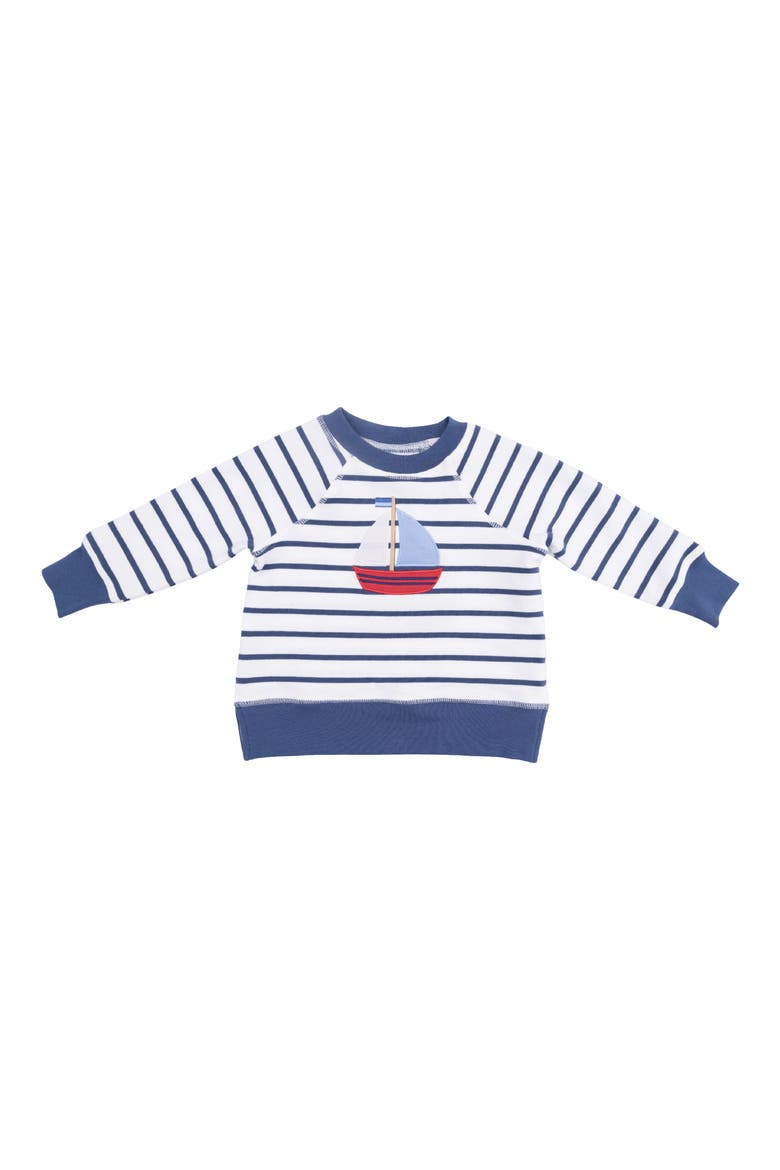 Bubby Sailboat French Terry Sweatshirt, Main, color, WHITE BLUE
