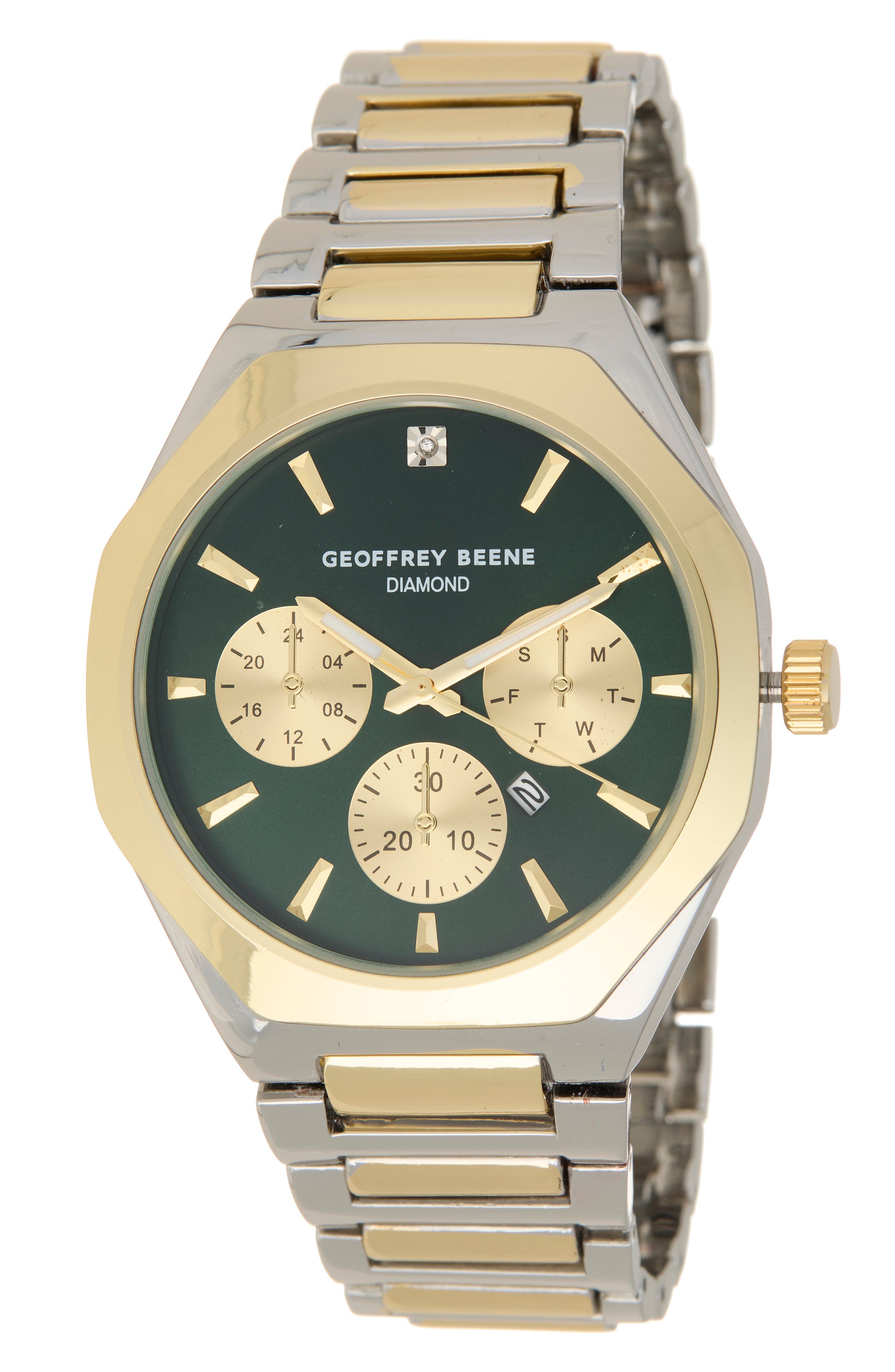 GEOFFREY BEENE Diamond Two-Tone Bracelet Watch, 43mm