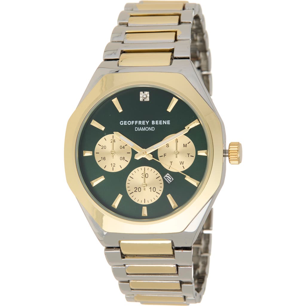 Geoffrey Beene Diamond Two-tone Bracelet Watch, 43mm In Metallic