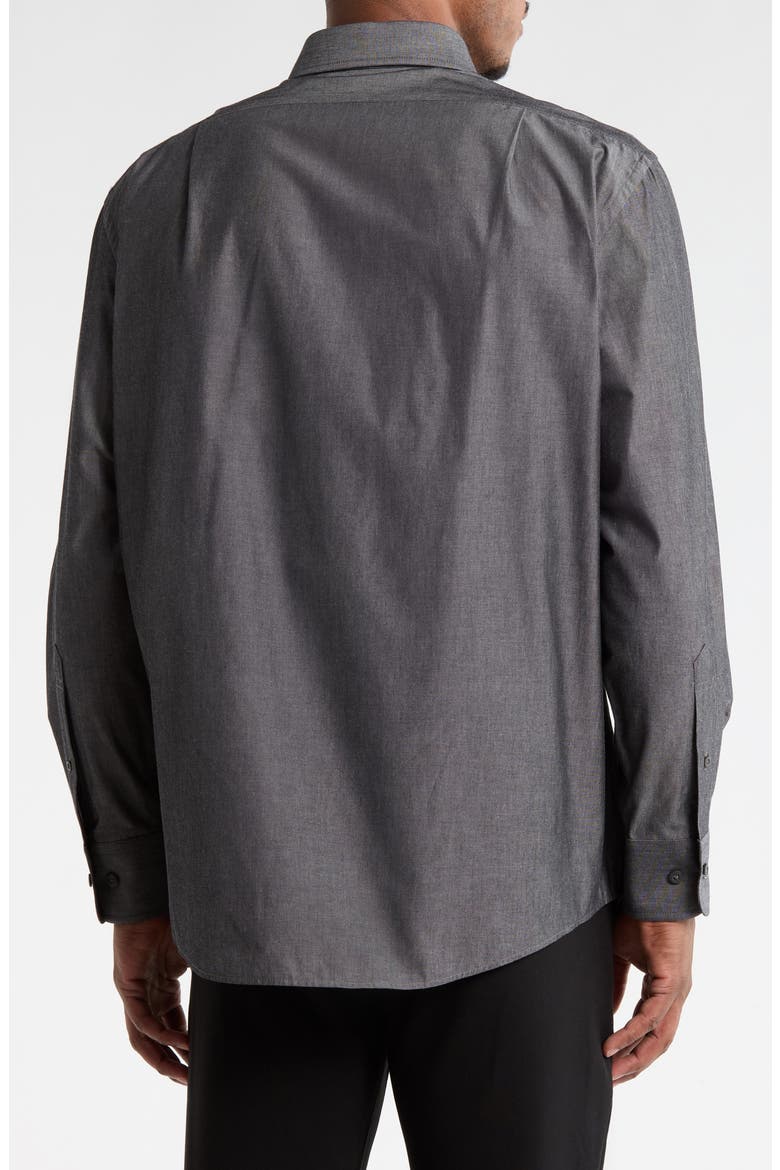 Classic Button Front Long Sleeve Cotton Dress Shirt, Alternate, color, CHARCOAL