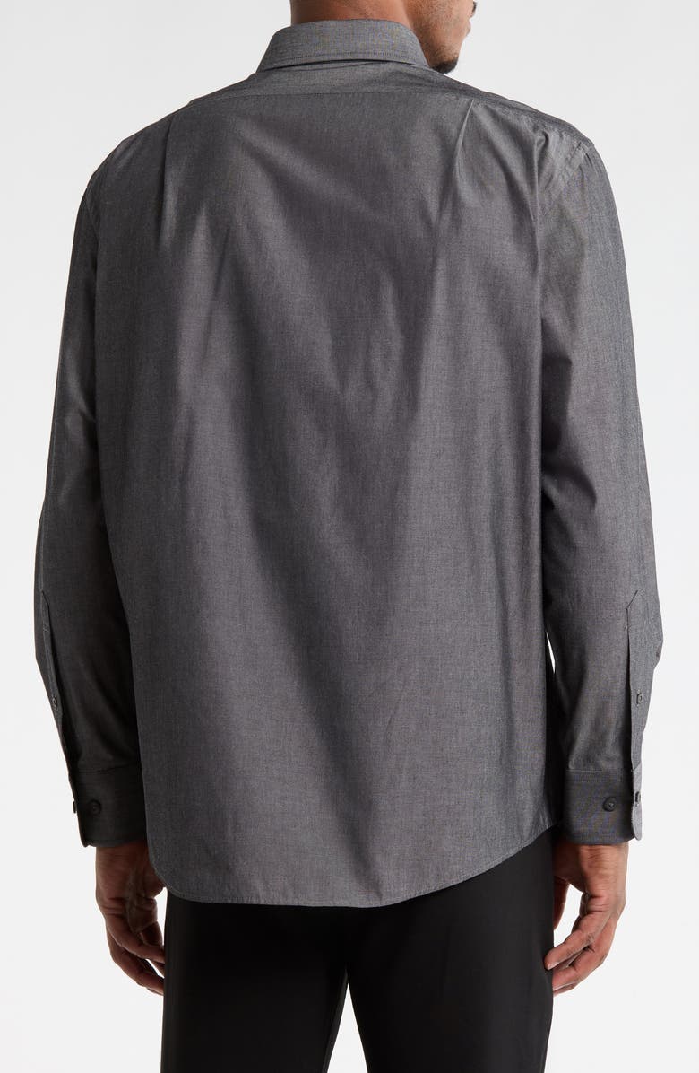 Vince Classic Button Front Long Sleeve Cotton Dress Shirt, Alternate, color, Charcoal