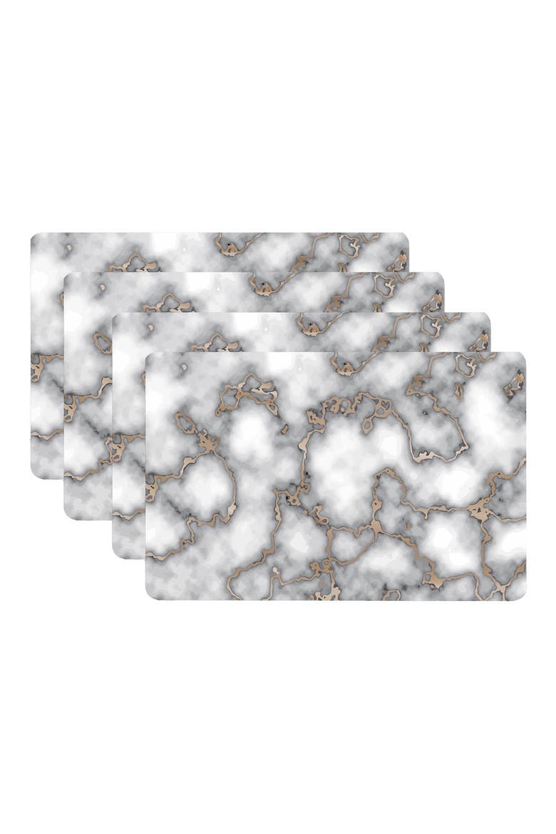 Marble Print Set of 4 Placemats, Alternate, color, SMOKEY GOLD