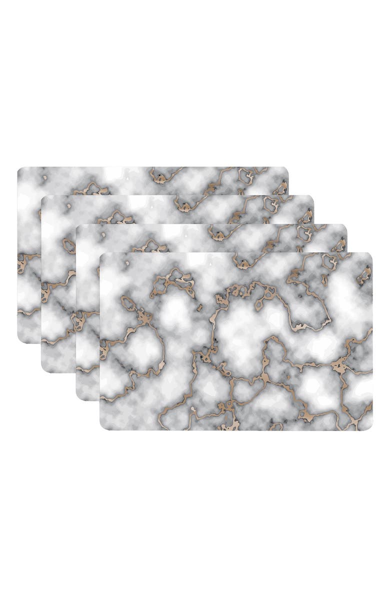 DAINTY HOME Marble Print Set of 4 Placemats, Alternate, color, Smokey Gold