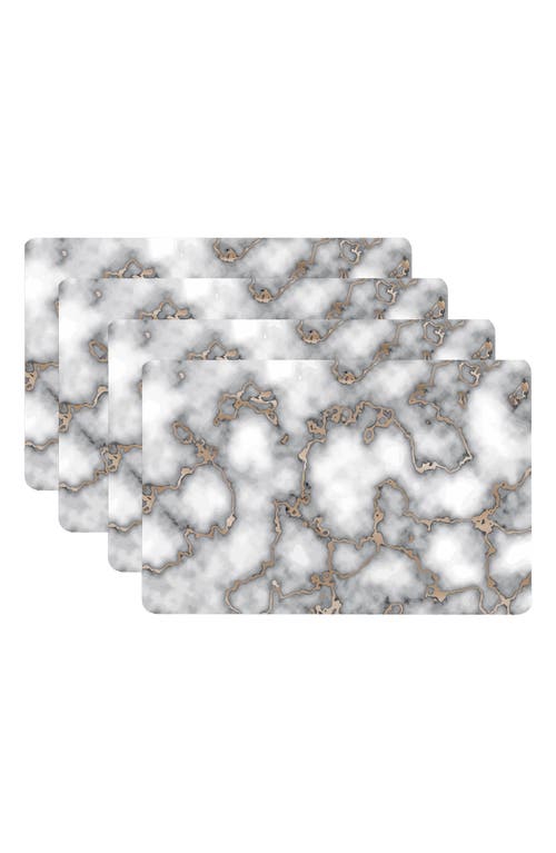 Dainty Home Marble Print Set Of 4 Placemats In Gray