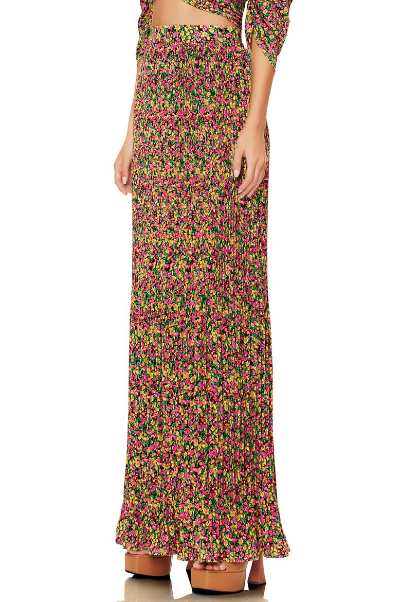 Rocco Plissé Pleat High Waist Maxi Skirt, Alternate, color, ELECTRIC DITSY