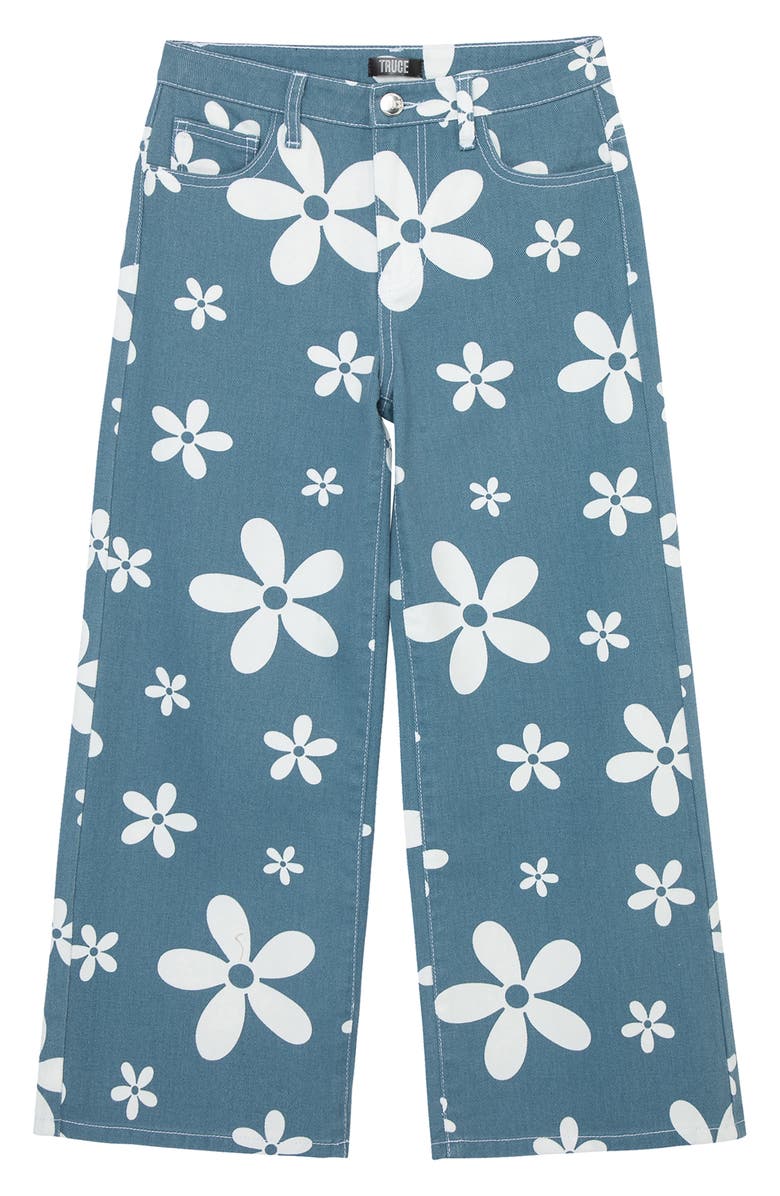 Truce Kids' Floral Print Wide Leg Jeans, Main, color, 