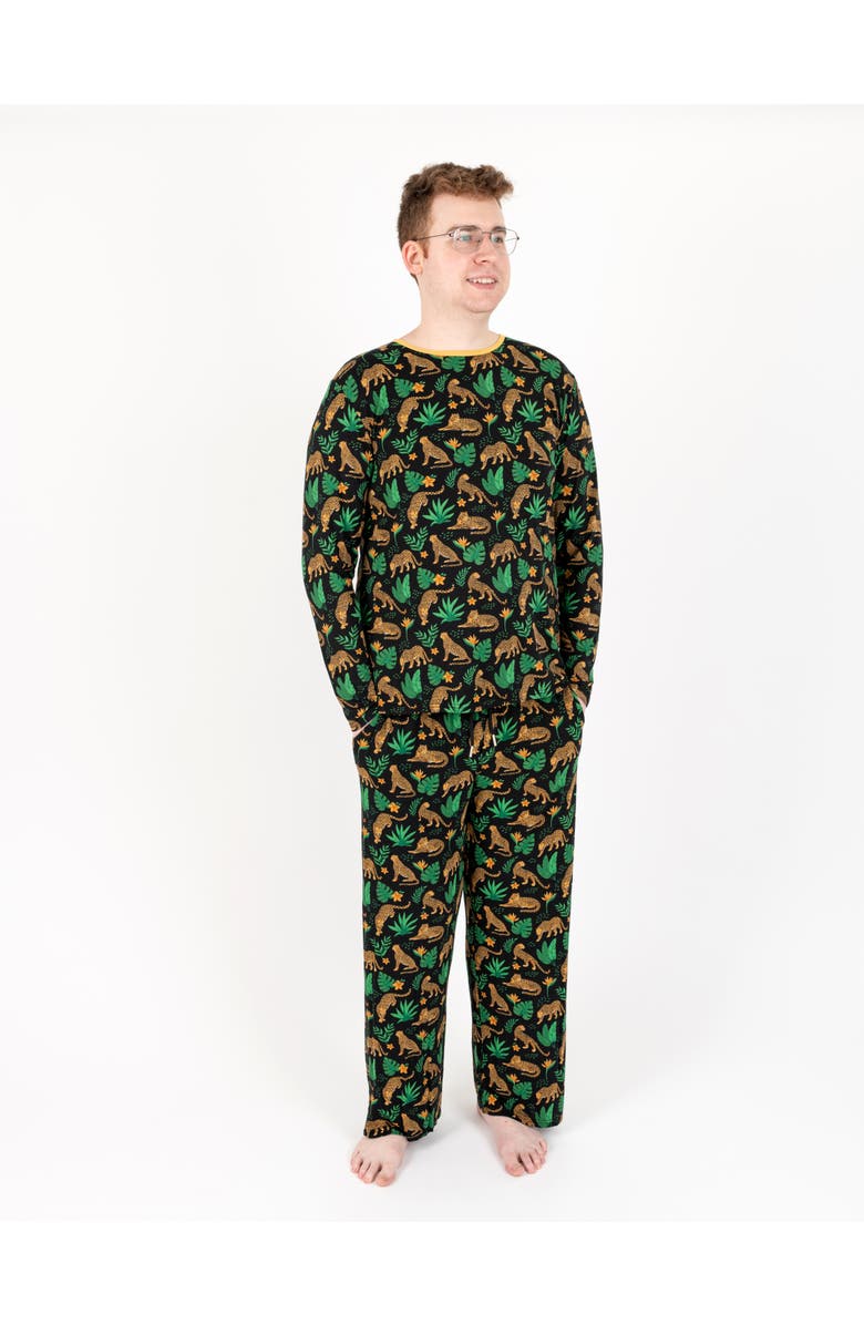 Leveret Men's Viscose Matching Family Holiday Pajamas, Reindeer & Polar Bear Prints, Main, color, Leopard