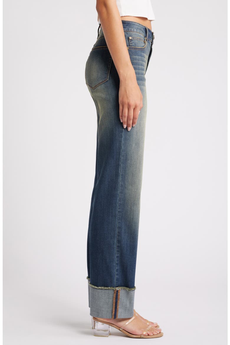 Cuffed Raw Hem Straight Leg Jeans, Alternate, color, FLINT