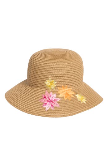 Steve Madden Embroidered Straw Bucket Hat