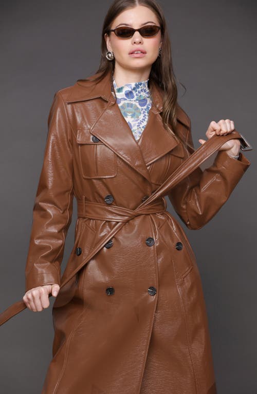 Avec Les Filles Belted Faux Leather Utility Trench Coat