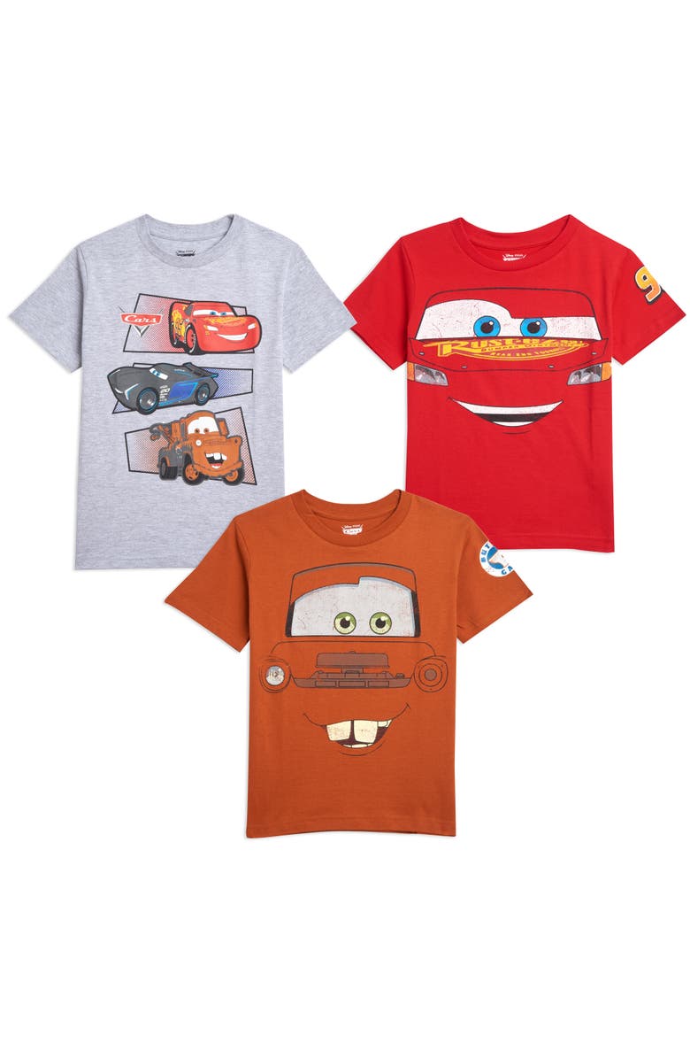 Disney Cars 3-Pack T-Shirts, Main, color, Red Brown Grey Mater