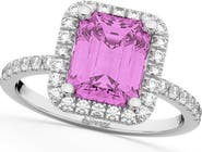 ALLUREZ Lab Pink Sapphire & Lab Diamond Engagement Ring 14k