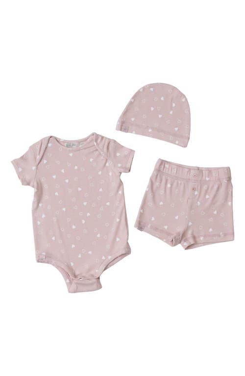 Barefoot Dreams Ultra Soft Rib Beanie, Romper & Shorts Set In Dusty Rose-pearl