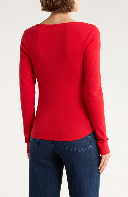 Melrose And Market Long Sleeve Henley In Red
