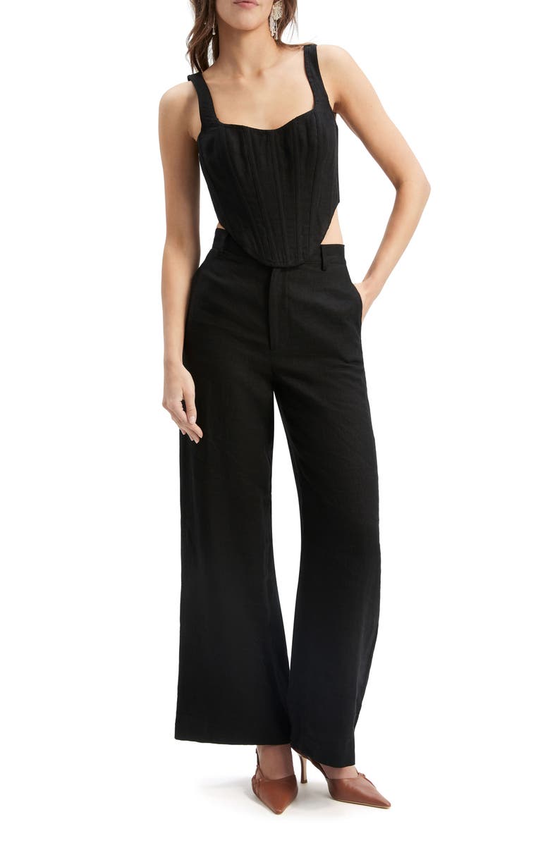 Bardot Linen Corset Top, Alternate, color,