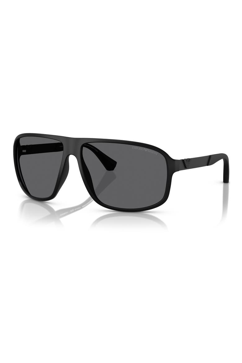 64mm Polarized Square Sunglasses, Alternate, color, MATTE BLACK / GREY POLAR